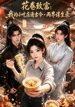 《花卷致富：我的小吃店通古今两界谋生录（109集）（夸克网盘）》短剧封面