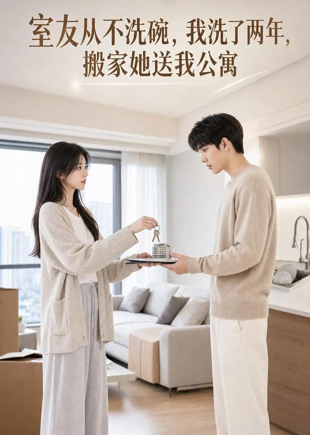 《室友从不洗碗，我洗了两年，搬家她送我公寓（47集）AI短剧 (2026)》短剧封面