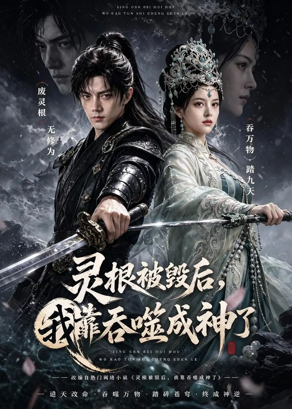 《灵根被毁后,我靠吞噬成神了(71集)AI短剧(夸克网盘)》短剧封面