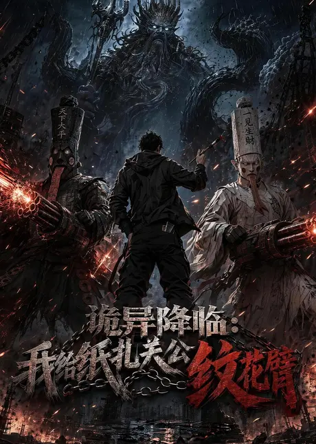 《诡异降临:我给纸扎关公纹花臂(50集)(夸克网盘)》短剧封面