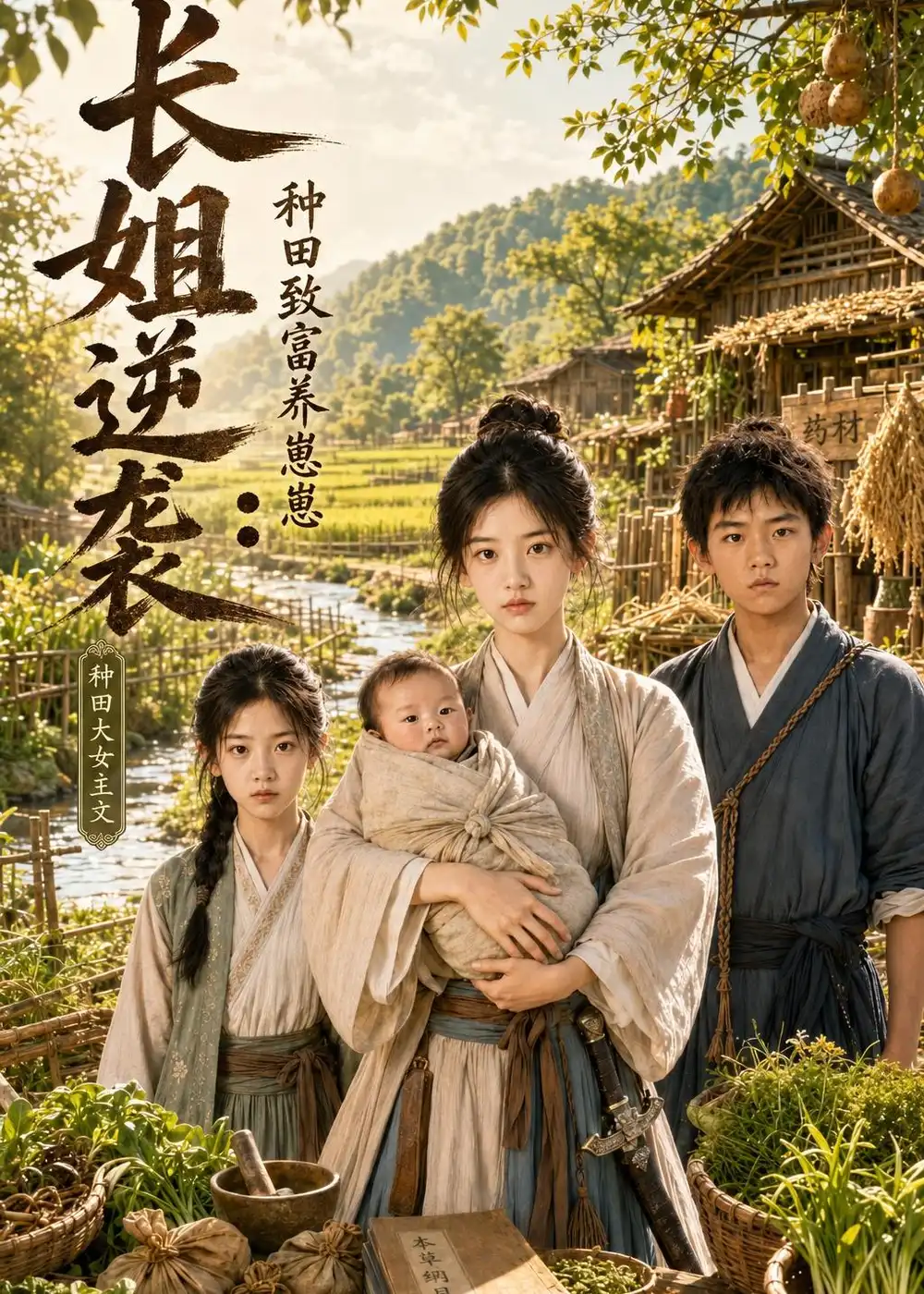 《长姐逆袭：种田致富养崽崽（90集）（夸克网盘）》短剧封面