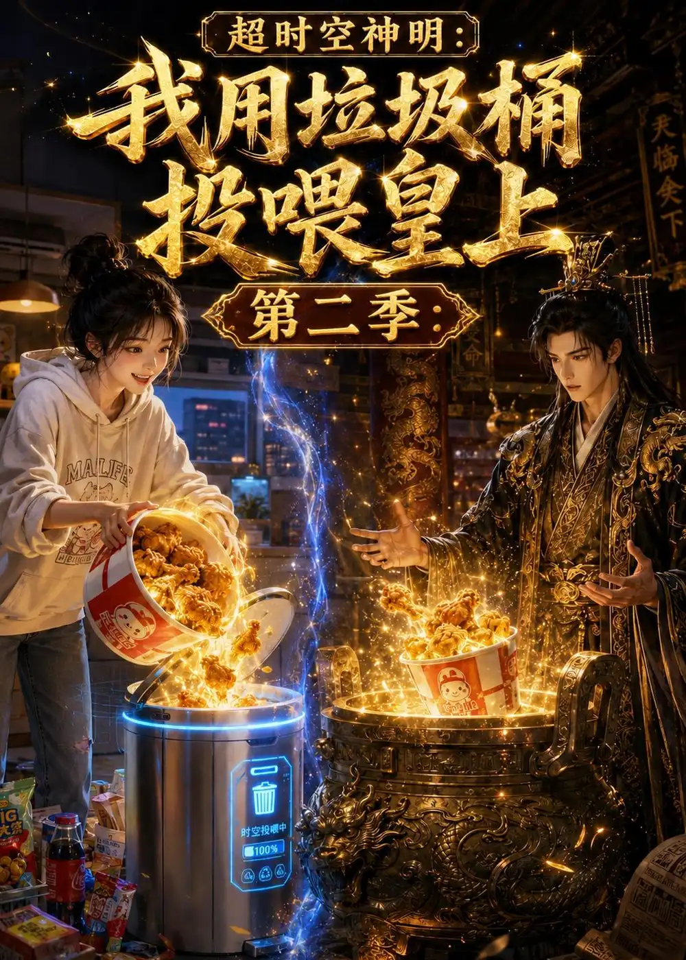 《超时空神明我用垃圾桶投喂皇上第二季（69集）（夸克网盘）》短剧封面