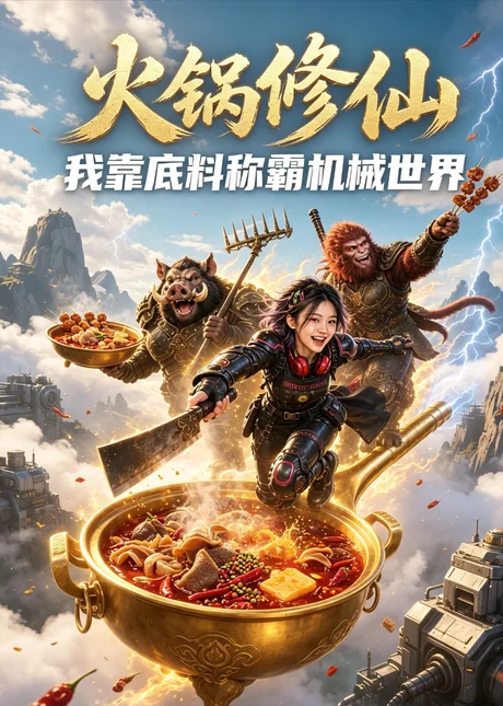 《火锅修仙我靠底料称霸机械世界(34集)AI短剧 (2026)》短剧封面