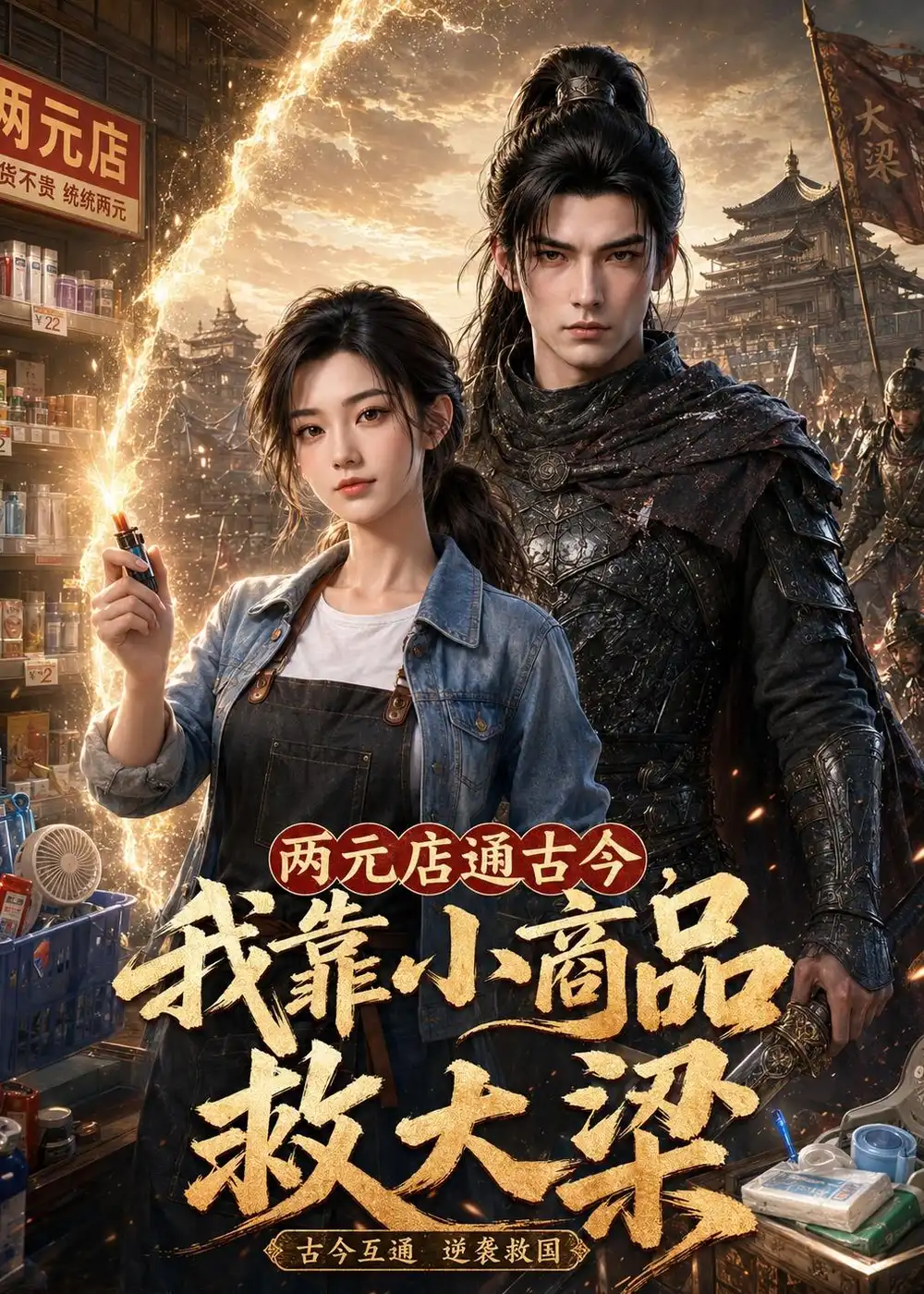 《两元店通古今，我靠小商品救大梁（62集）（夸克网盘）》短剧封面
