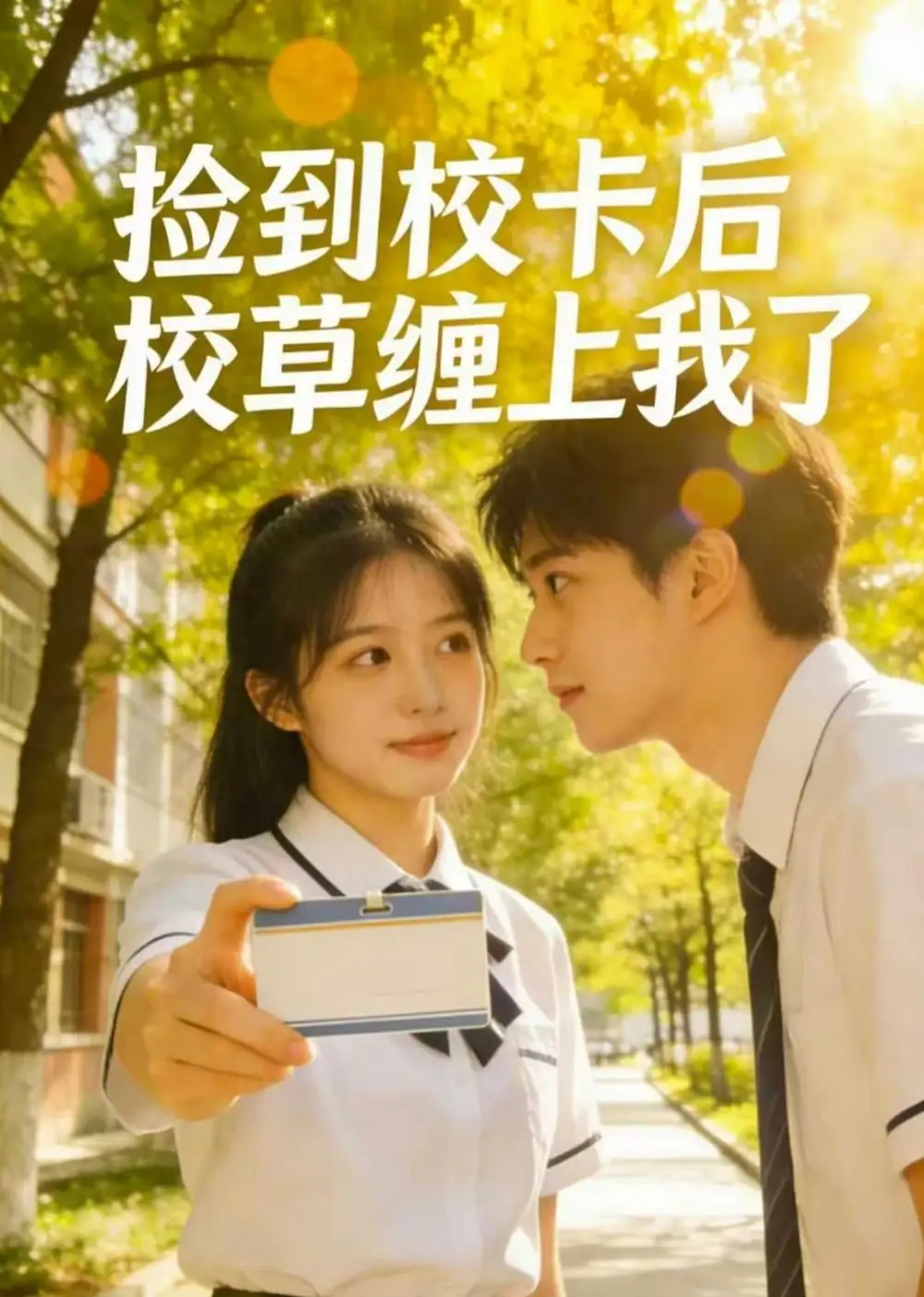 《捡到校卡后校草缠上我了（30集）AI短剧 (2026)》短剧封面