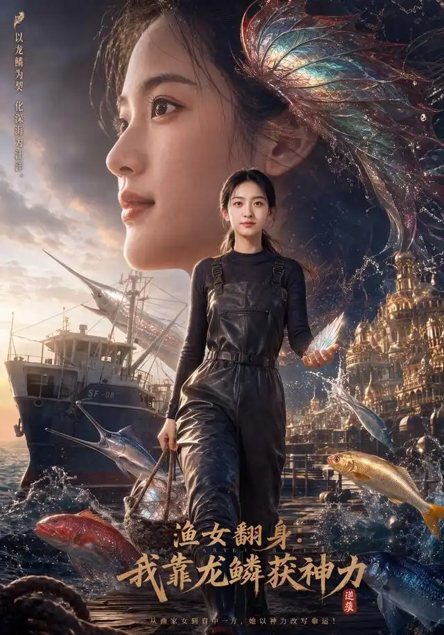 《渔女翻身:我靠龙鳞获神力(115集)AI短剧(夸克网盘)》短剧封面