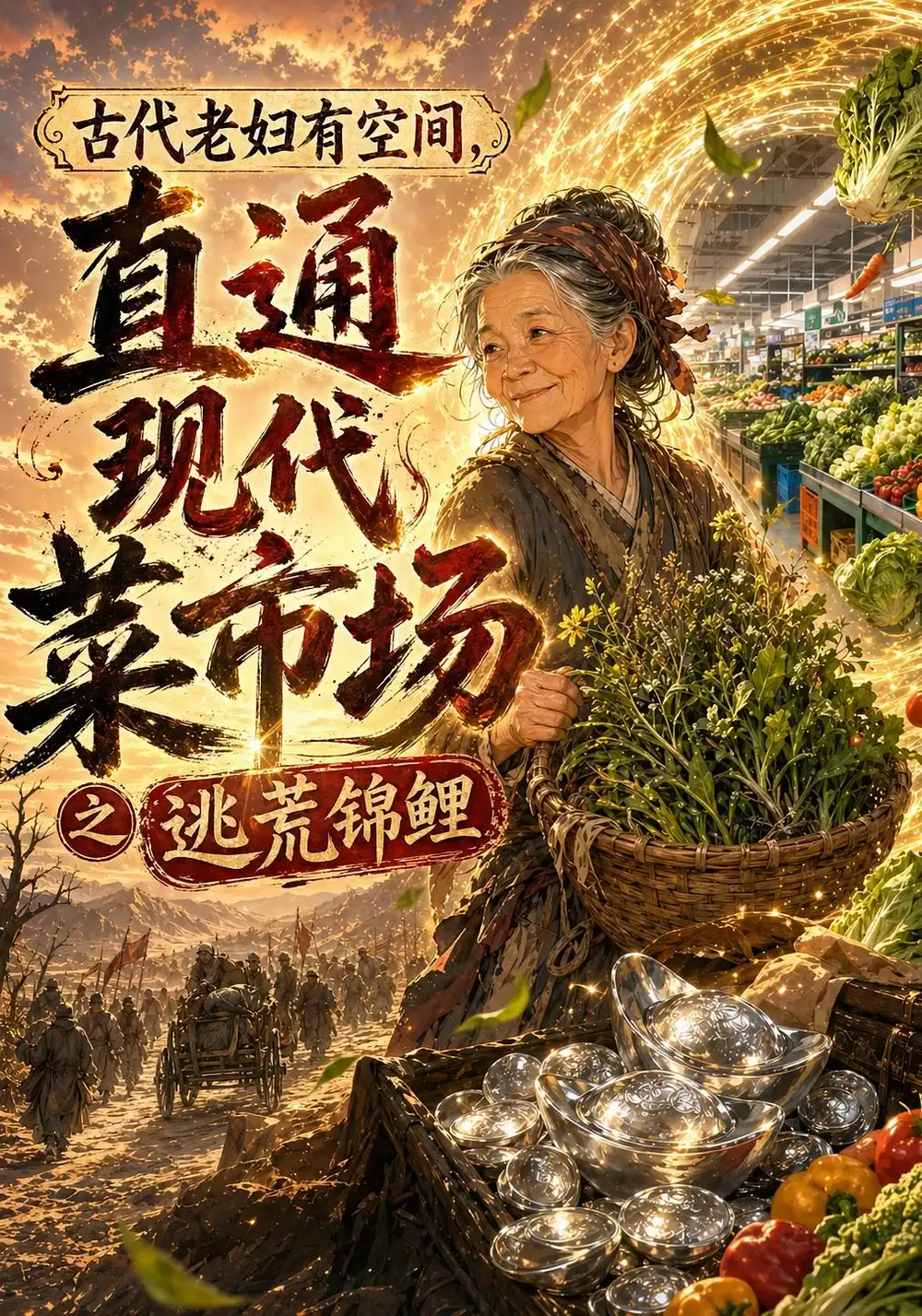 《古代老妇有空间,直通现代菜市场之逃荒锦鲤(66集)动漫(夸克网盘)》短剧封面