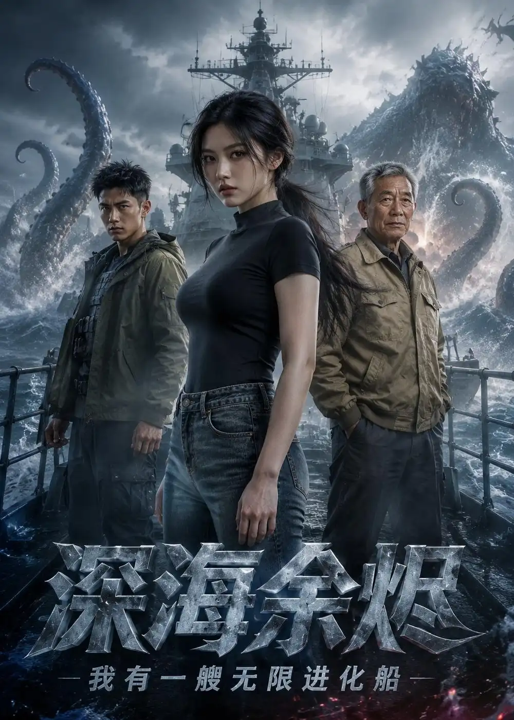 《深海余烬：我有一艘无限进化船（45集）AI短剧（夸克网盘）》短剧封面