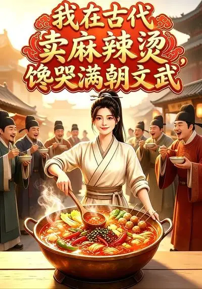 《我在古代卖⿇辣烫,馋哭满朝⽂武（65集）》短剧封面