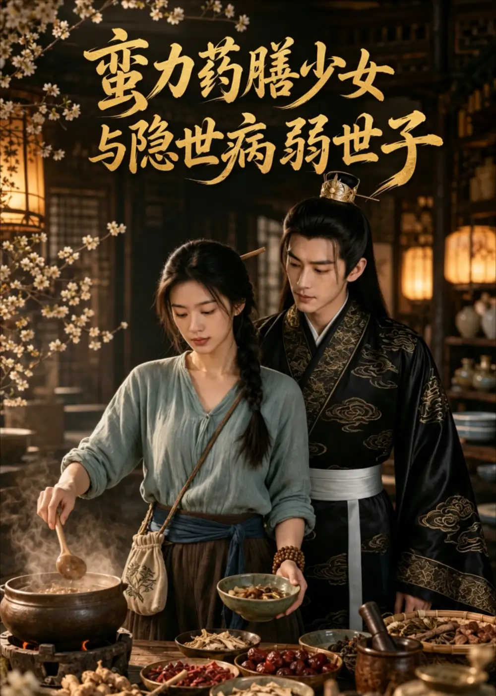 《蛮力药膳少女与隐世病弱世子(62集)(夸克网盘)》短剧封面