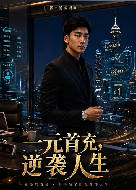 《一元首充：逆袭人生（91集）AI短剧（百度网盘）》短剧封面