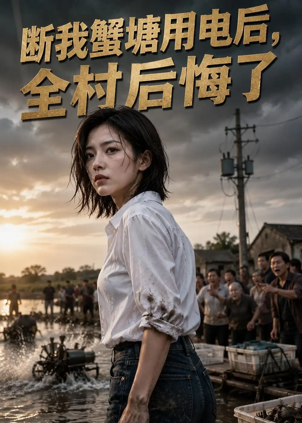《断我蟹塘用电后，全村后悔了（44集）AI短剧（夸克网盘）》短剧封面