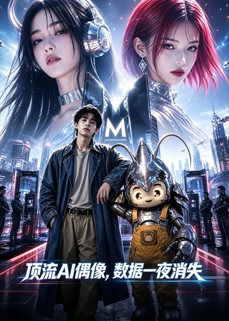《顶流AI偶像,数据一夜消失(24集)AI短剧 (2026)》短剧封面