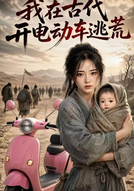 《我在古代开电动车逃荒（96集）AI短剧（夸克网盘）》短剧封面