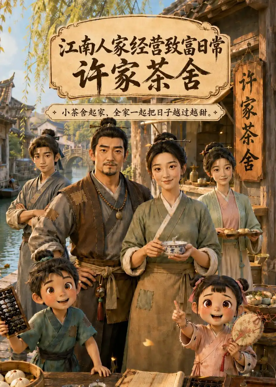 《江南人家经营致富日常：许家茶舍（74集）（夸克网盘）》短剧封面