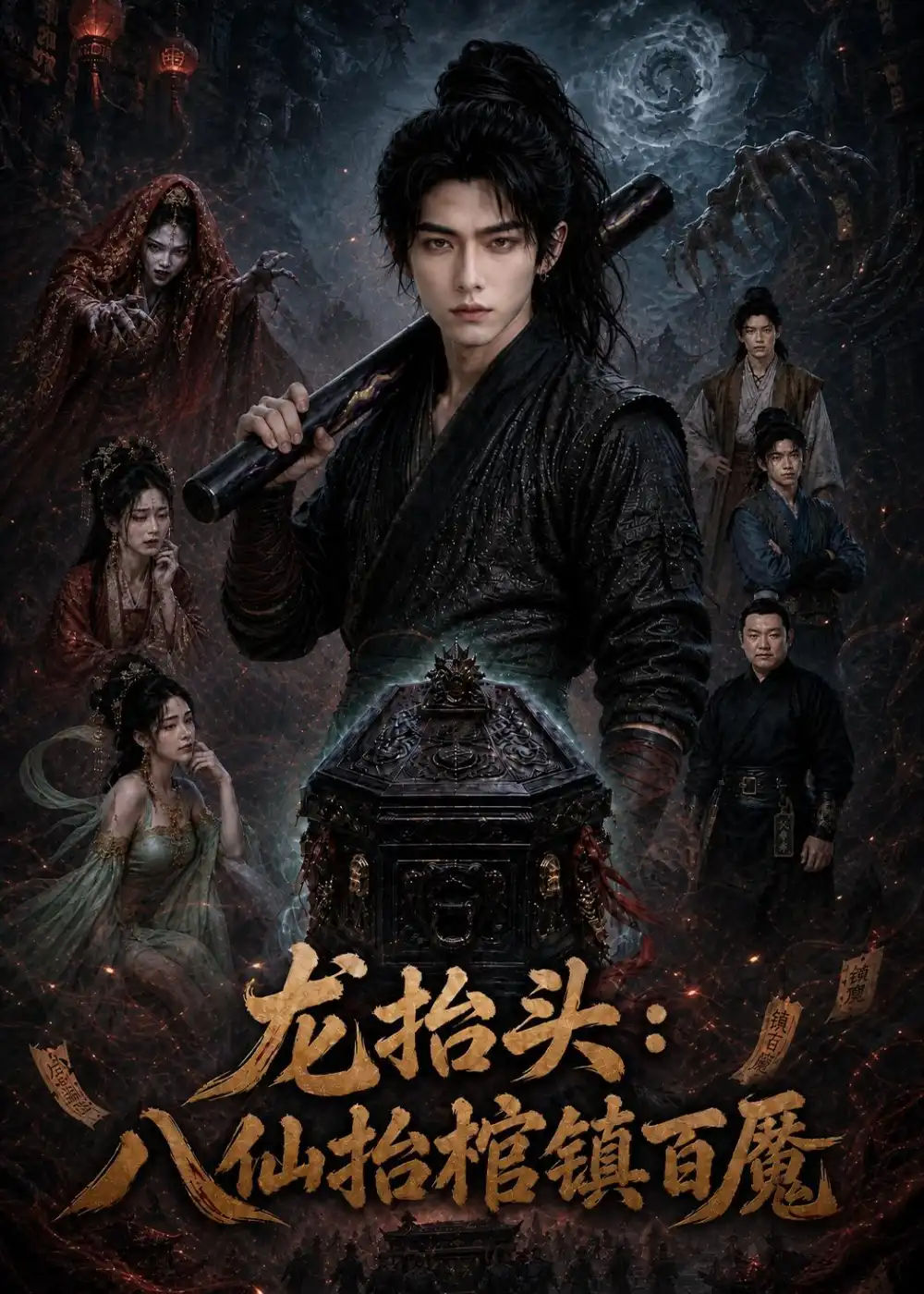 《龙抬头：八仙抬棺镇百魔（71集）AI短剧（夸克网盘）》短剧封面