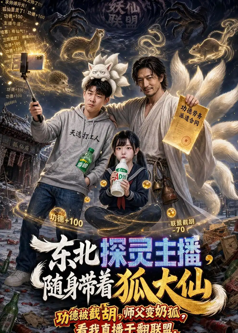 《东北探灵主播,随身带着狐大仙(70集)(夸克网盘)》短剧封面