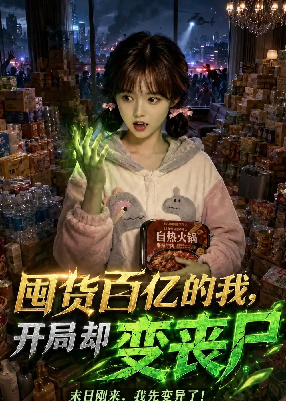 《囤货百亿的我，开局却变丧尸（36集）AI短剧 (2026)》短剧封面