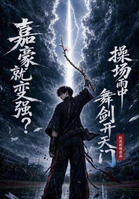 《嘉豪就变强？操场雨中舞剑开天门（68集）（夸克网盘）》短剧封面