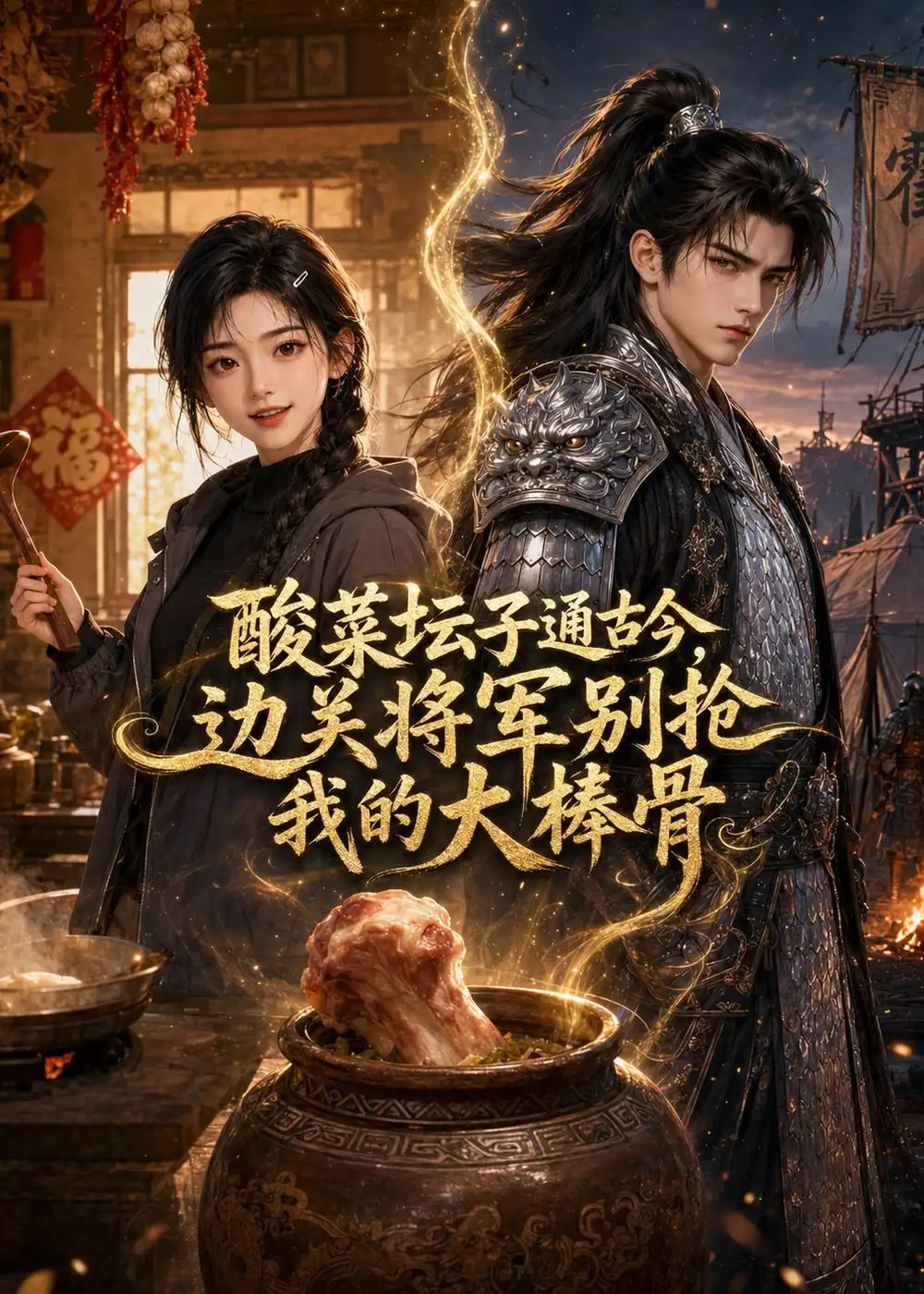 《酸菜坛子通古今，边关将军别抢我的大棒骨（34集）AI短剧 (2026)》短剧封面
