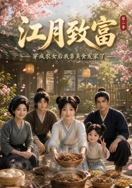 《江月致富：穿成农女后我靠美食发家了第二季（105集）（夸克网盘）》短剧封面