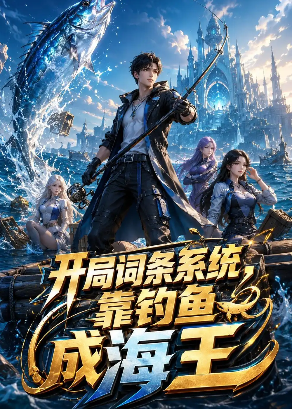 《开局词条系统，靠钓鱼成海王（60集）AI短剧（夸克网盘）》短剧封面
