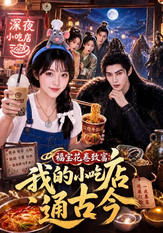 《福宝花卷致富：我的小吃店通古今（196集）（夸克网盘）》短剧封面