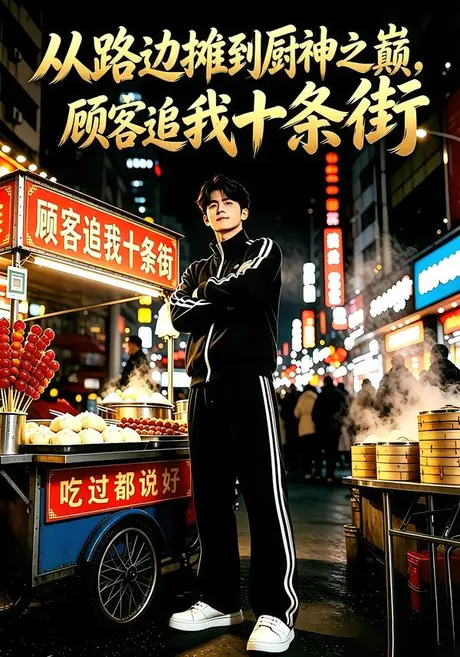 《从路边摊到厨神之巅，顾客追我十条街第一季（69集）（夸克网盘）》短剧封面