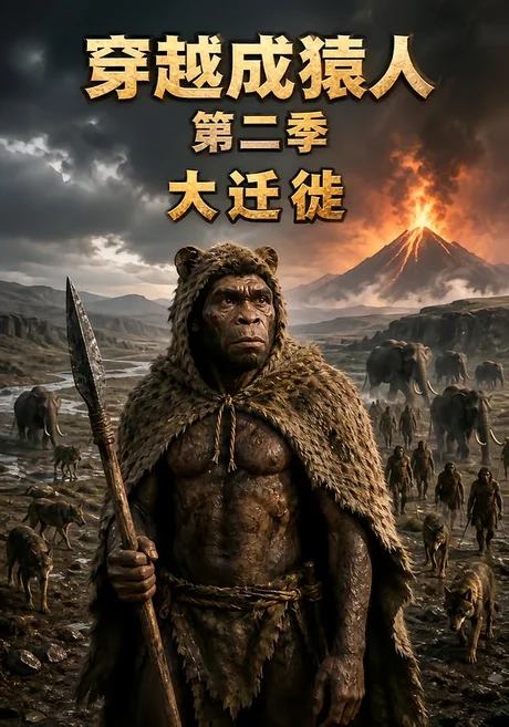 《穿越成猿人第二季，大迁徙（58集）（夸克网盘）》短剧封面
