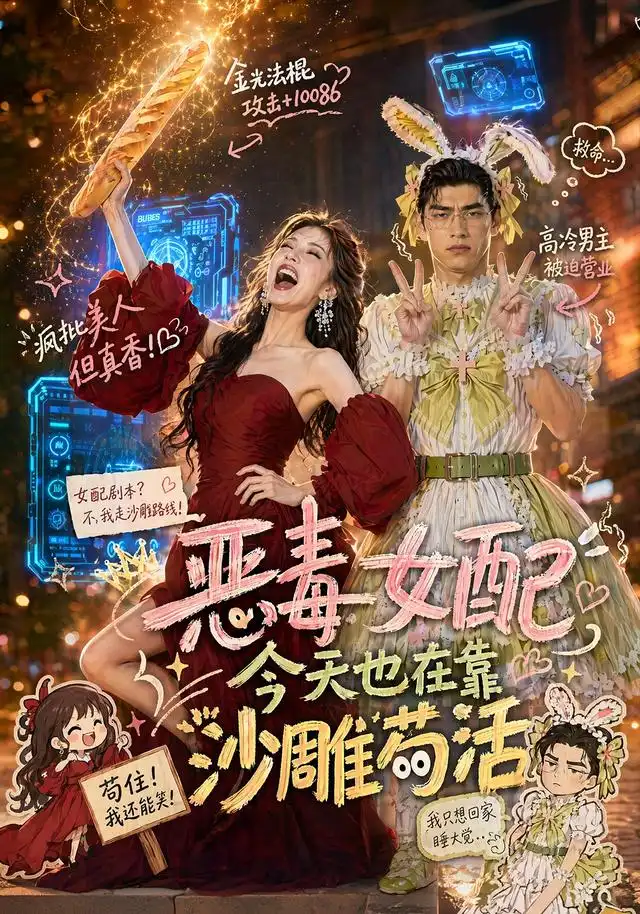 《恶毒女配今天也在靠沙雕苟活（60集）（夸克网盘）》短剧封面