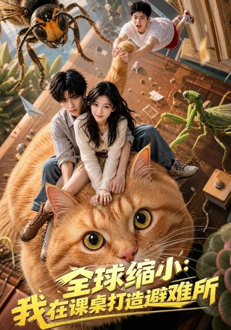 《全球缩小：我在课桌打造避难所（80集）AI短剧（夸克网盘）》短剧封面