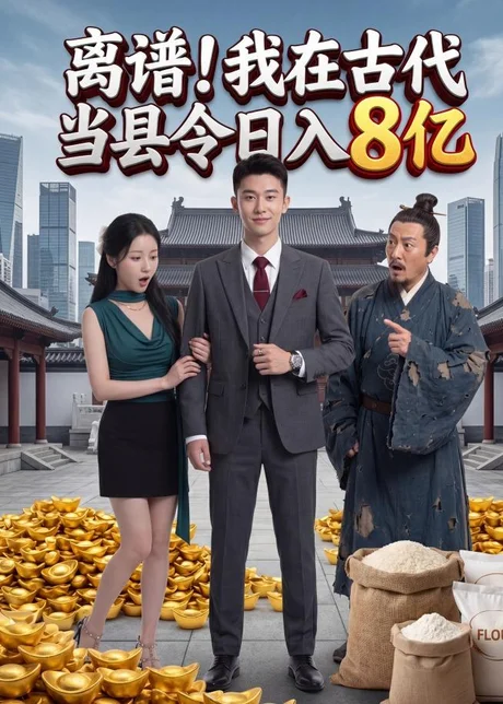 《离谱！我在古代当县令日入8亿（61集）AI短剧（百度网盘）》短剧封面