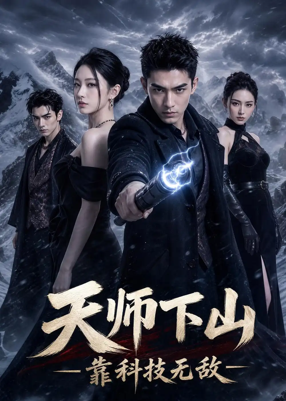 《天师下山,靠科技无敌(55集)AI短剧(夸克网盘)》短剧封面