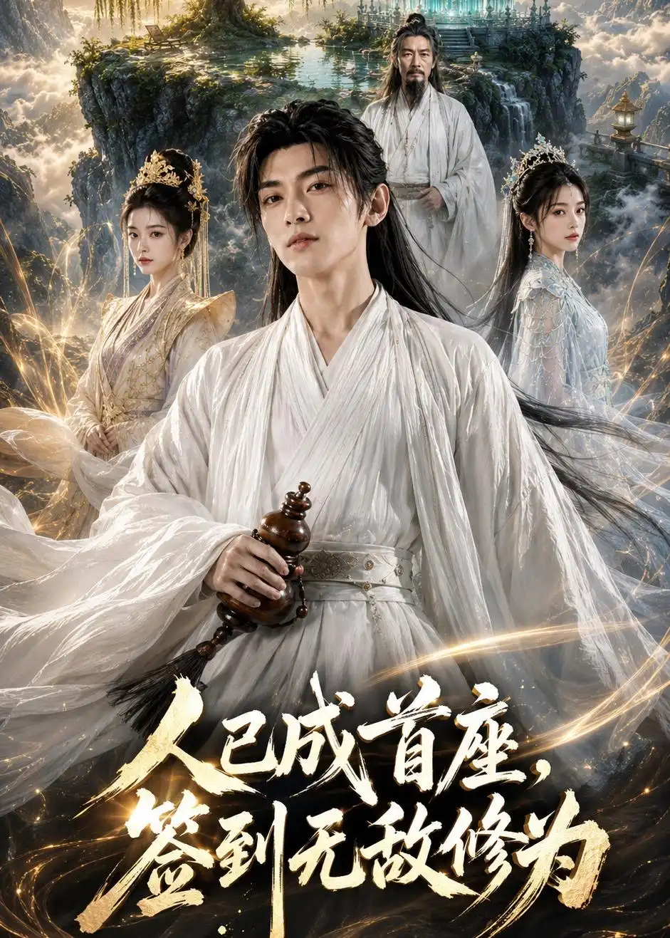 《人已成首座，签到无敌修为（71集）（夸克网盘）》短剧封面