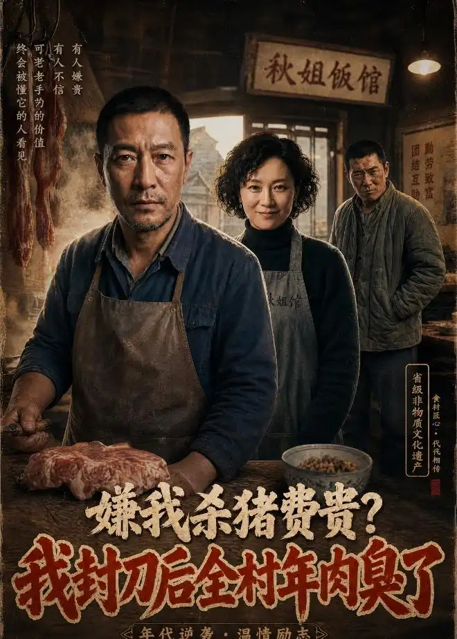 《嫌我杀猪费贵，我封刀后全村年肉臭了（30集）AI短剧（夸克网盘）》短剧封面