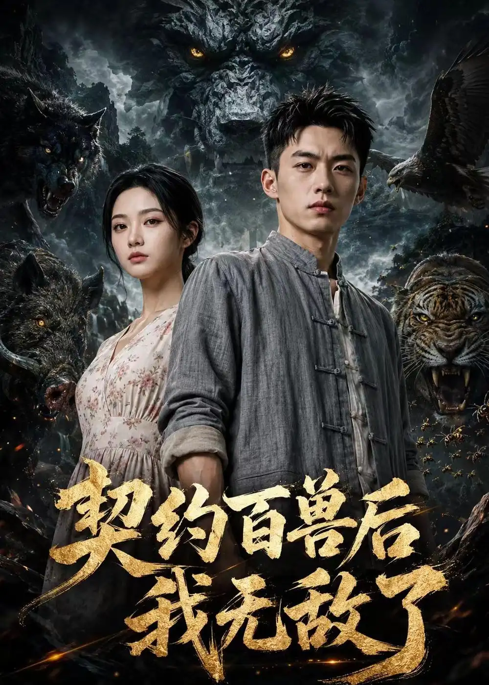 《契约百兽后我无敌了（70集）AI短剧（夸克网盘）》短剧封面