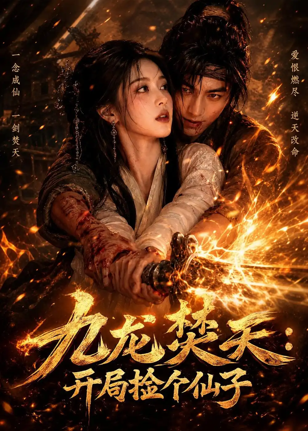 《九龙焚天：开局捡个仙子（80集）AI短剧 (2026)》短剧封面