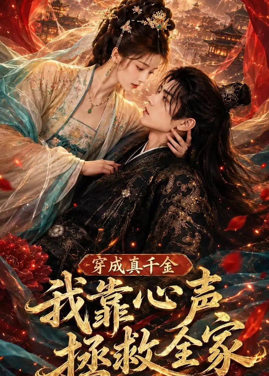 《穿成真千金，我靠心声拯救全家（55集）（夸克网盘）》短剧封面