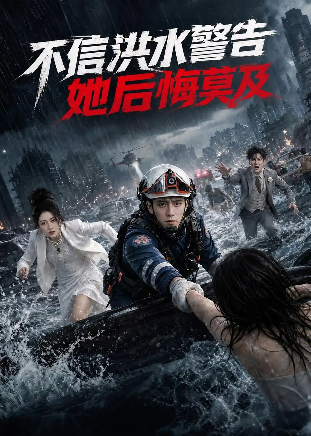 《不信洪水警告,她后悔莫及(57集)AI短剧(夸克网盘)》短剧封面