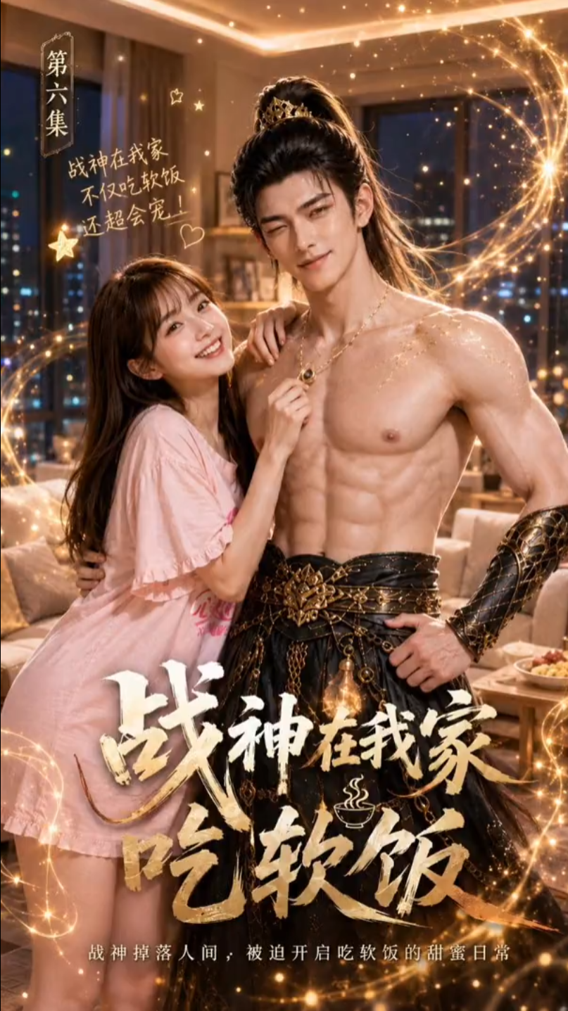 《AI擦边短剧:战神在我家吃软饭(迅雷网盘)》短剧封面