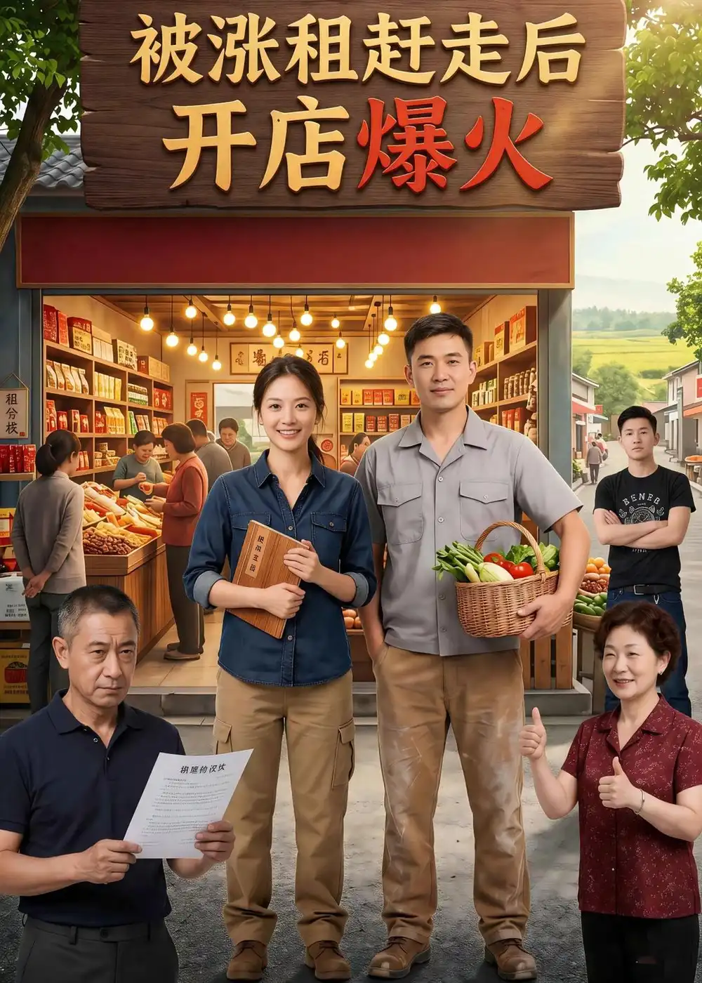 《被涨租赶走后开店爆火(31集)AI短剧 (2026)》短剧封面