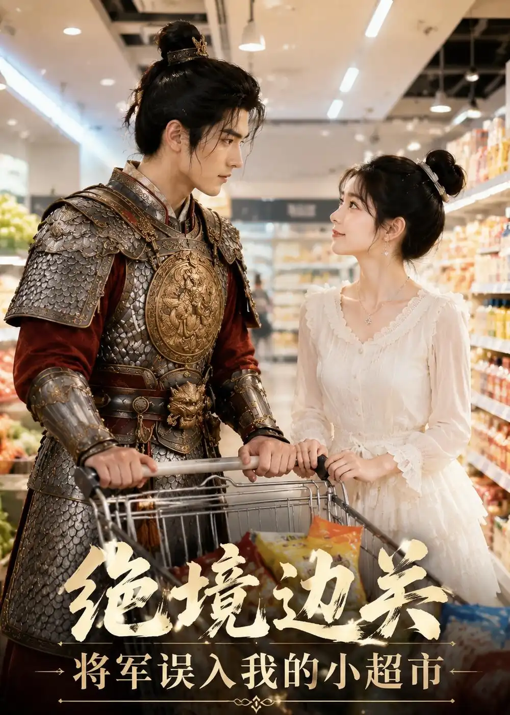 《绝境边关,将军误入我的小超市(40集)AI短剧(夸克网盘)》短剧封面
