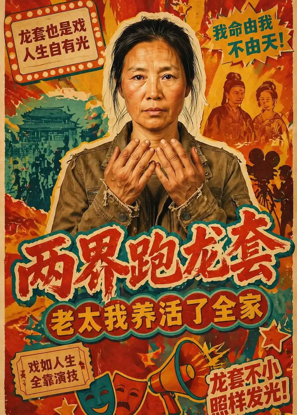 《两界跑龙套，老太我养活了全家（80集）（夸克网盘）》短剧封面