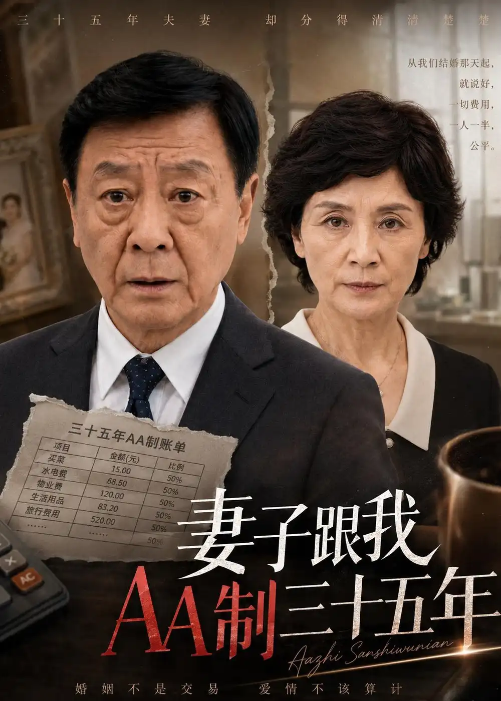 《妻子跟我AA制三十五年（42集）AI短剧（夸克网盘）》短剧封面