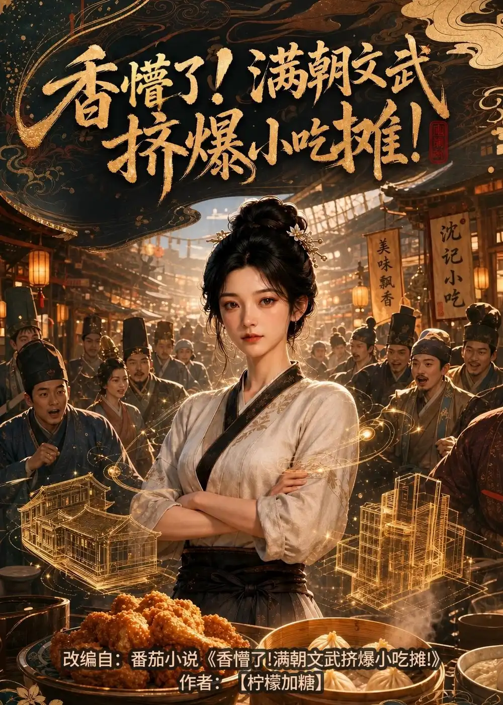 《香懵了!满朝文武挤爆小吃摊!（43集）（夸克网盘）》短剧封面