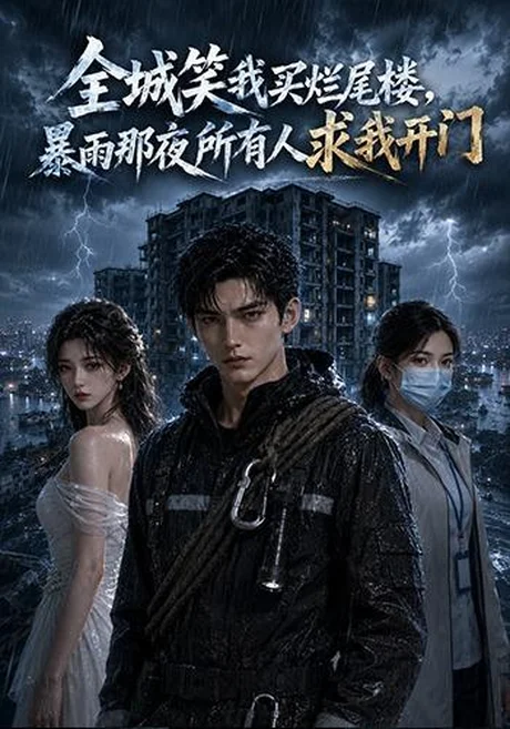 《全城笑我买烂尾楼，暴雨那夜所有人求我开门（73集）AI短剧（夸克网盘）》短剧封面