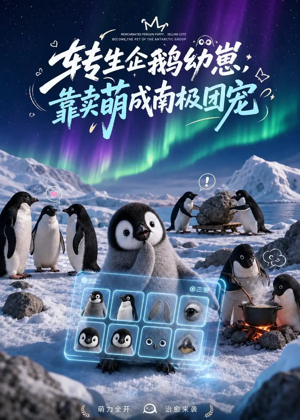 《转生企鹅幼崽，靠卖萌成南极团宠（65集）AI短剧 (2026)》短剧封面