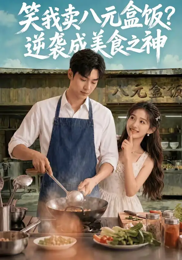 《笑我卖八元盒饭？逆袭成美食之神（56集）（夸克网盘）》短剧封面