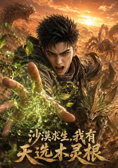 《沙漠求生，我有天选木灵根（72集）（夸克网盘）》短剧封面