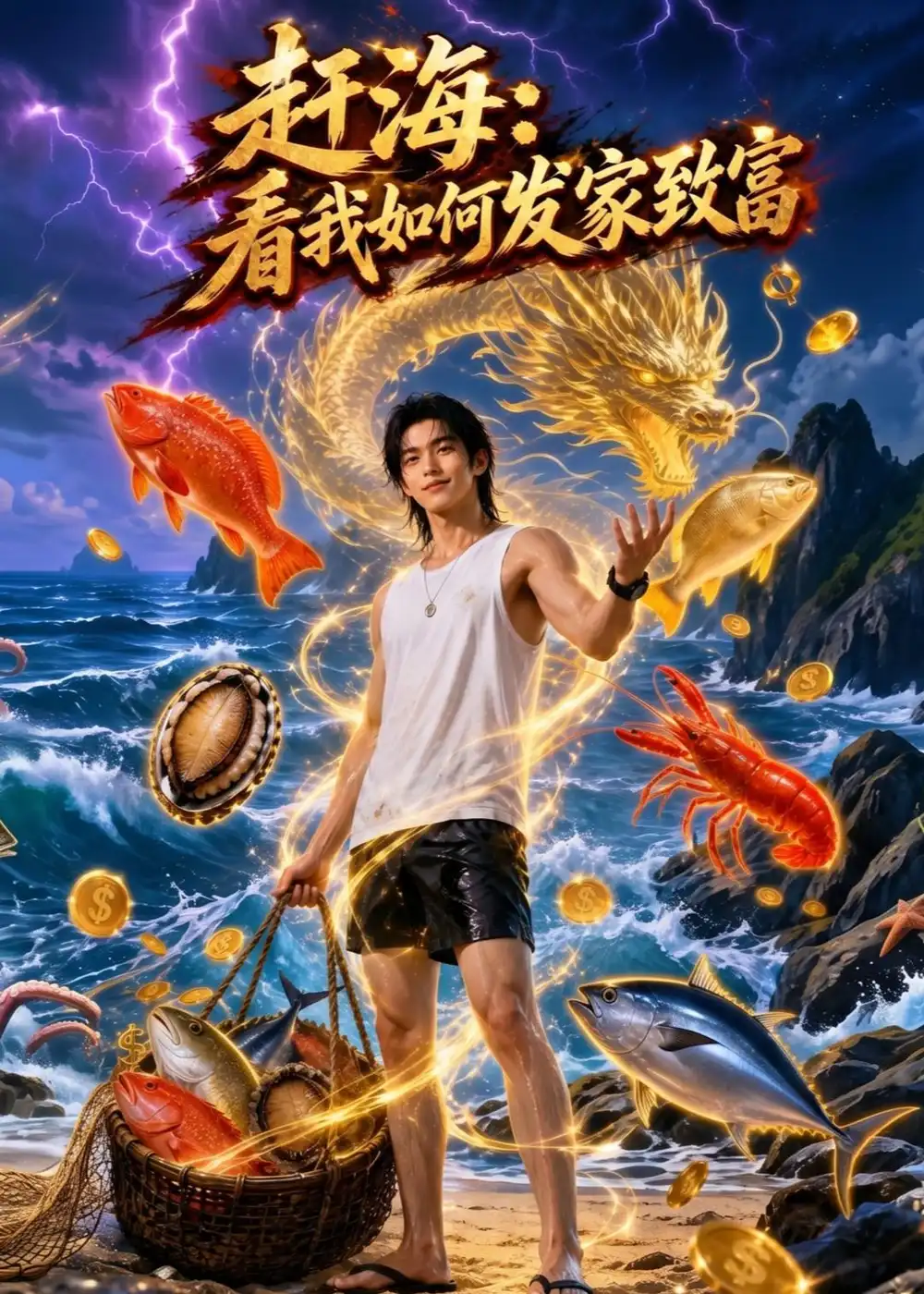 《赶海：看我如何发家致富（77集）AI短剧（夸克网盘）》短剧封面